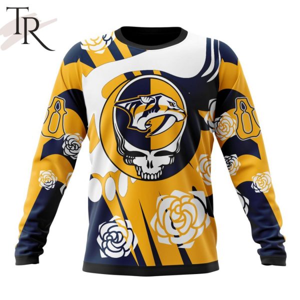 Personalized NHL Nashville Predators Special Grateful Dead Gathering Flowers Design Hoodie