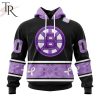 NHL Buffalo Sabres Special Black And Lavender Hockey Fight Cancer Design Personalized Hoodie