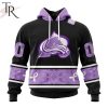 NHL Chicago Blackhawks Special Black And Lavender Hockey Fight Cancer Design Personalized Hoodie