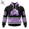 NHL Dallas Stars Special Black And Lavender Hockey Fight Cancer Design Personalized Hoodie