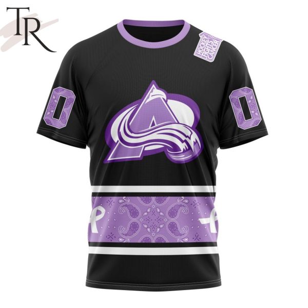 NHL Colorado Avalanche Special Black And Lavender Hockey Fight Cancer Design Personalized Hoodie