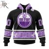 NHL Florida Panthers Special Black And Lavender Hockey Fight Cancer Design Personalized Hoodie