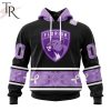 NHL Los Angeles Kings Special Black And Lavender Hockey Fight Cancer Design Personalized Hoodie
