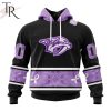 NHL Montreal Canadiens Special Black And Lavender Hockey Fight Cancer Design Personalized Hoodie
