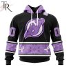 NHL Nashville Predators Special Black And Lavender Hockey Fight Cancer Design Personalized Hoodie
