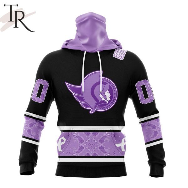 NHL Ottawa Senators Special Black And Lavender Hockey Fight Cancer Design Personalized Hoodie