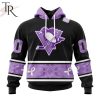 NHL San Jose Sharks Special Black And Lavender Hockey Fight Cancer Design Personalized Hoodie