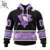 NHL Philadelphia Flyers Special Black And Lavender Hockey Fight Cancer Design Personalized Hoodie