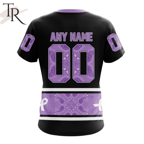 NHL Pittsburgh Penguins Special Black And Lavender Hockey Fight Cancer Design Personalized Hoodie