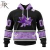 NHL Pittsburgh Penguins Special Black And Lavender Hockey Fight Cancer Design Personalized Hoodie