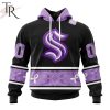 NHL St. Louis Blues Special Black And Lavender Hockey Fight Cancer Design Personalized Hoodie