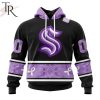 NHL San Jose Sharks Special Black And Lavender Hockey Fight Cancer Design Personalized Hoodie