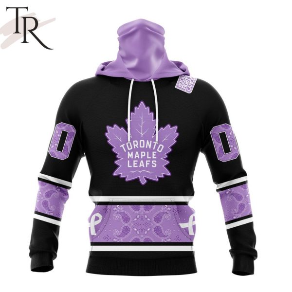 NHL Toronto Maple Leafs Special Black And Lavender Hockey Fight Cancer Design Personalized Hoodie