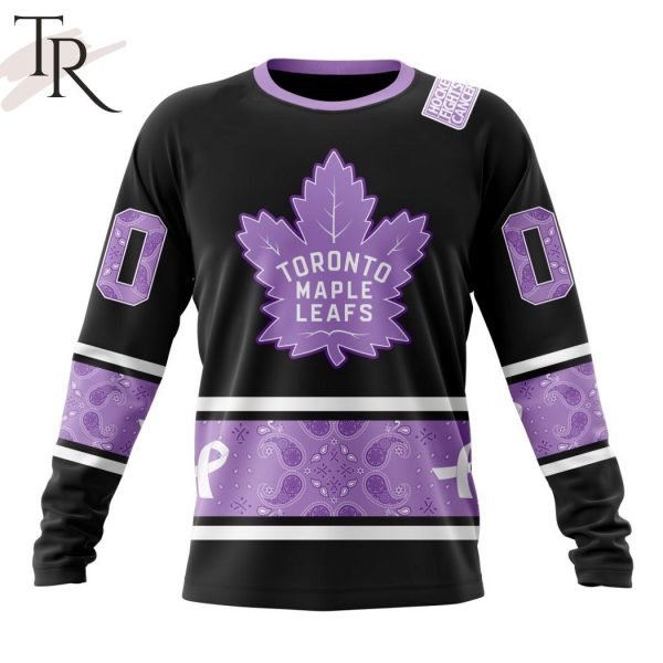 NHL Toronto Maple Leafs Special Black And Lavender Hockey Fight Cancer Design Personalized Hoodie