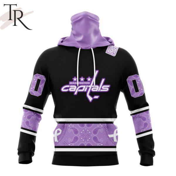 NHL Washington Capitals Special Black And Lavender Hockey Fight Cancer Design Personalized Hoodie
