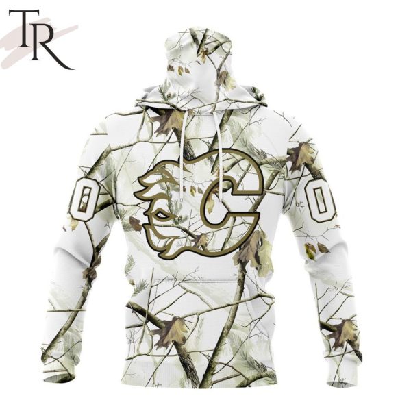 NHL Calgary Flames Special White Winter Hunting Camo Design Hoodie