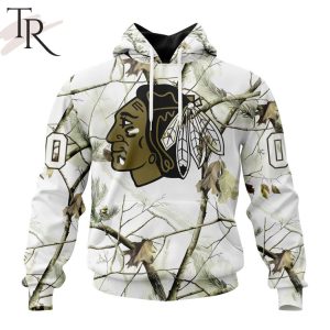 NHL Chicago Blackhawks Special White Winter Hunting Camo Design Hoodie