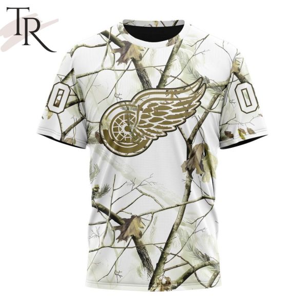 NHL Detroit Red Wings Special White Winter Hunting Camo Design Hoodie