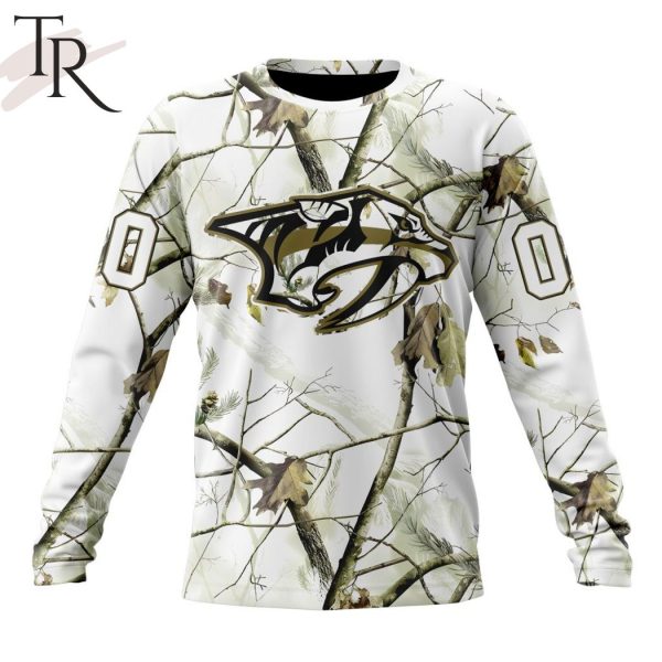 NHL Nashville Predators Special White Winter Hunting Camo Design Hoodie