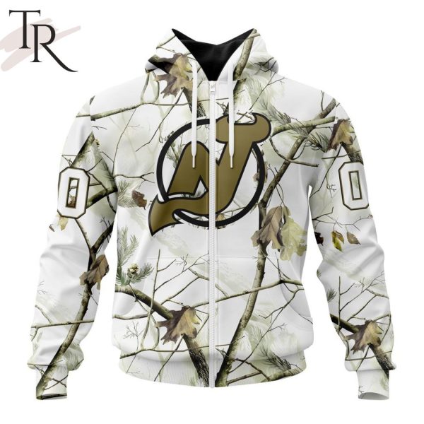 NHL New Jersey Devils Special White Winter Hunting Camo Design Hoodie