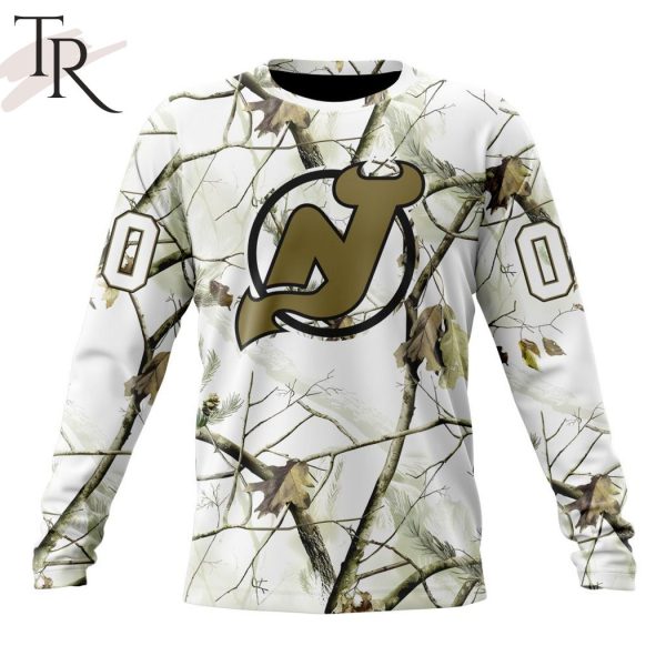 NHL New Jersey Devils Special White Winter Hunting Camo Design Hoodie
