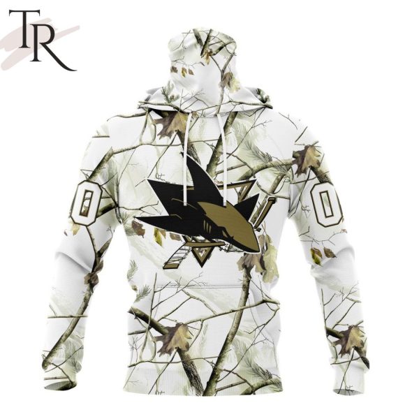 NHL San Jose Sharks Special White Winter Hunting Camo Design Hoodie