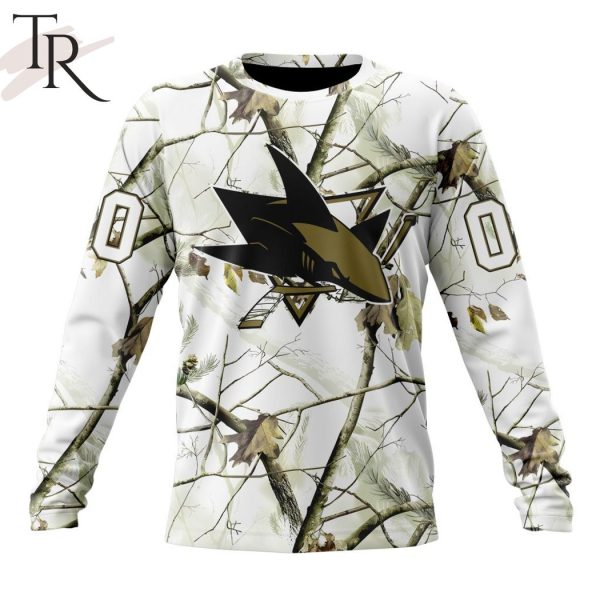 NHL San Jose Sharks Special White Winter Hunting Camo Design Hoodie