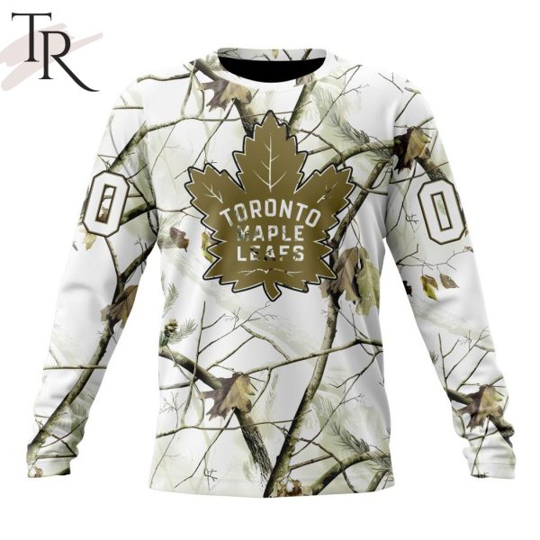 NHL Toronto Maple Leafs Special White Winter Hunting Camo Design Hoodie