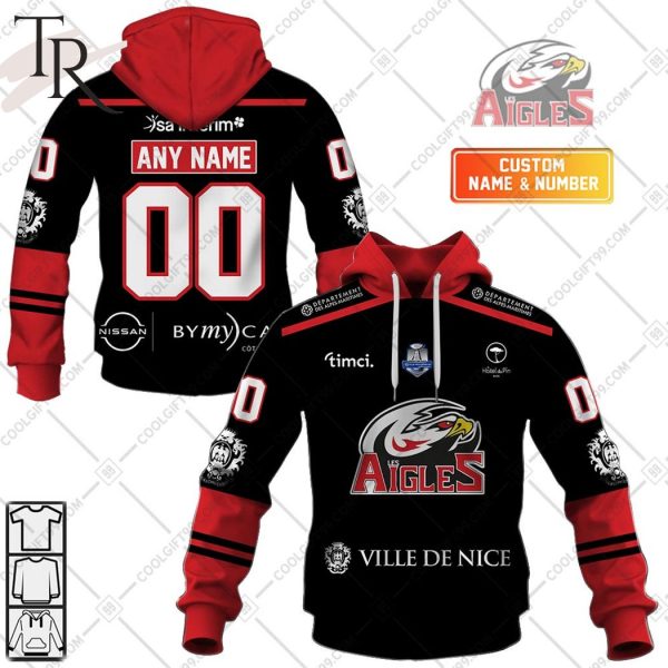 Personalized FR Hockey – Les Aigles de Nice Home Jersey Style Hoodie