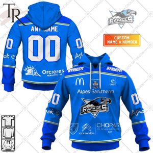 Personalized FR Hockey – Rapaces de Gap Home Jersey Style Hoodie