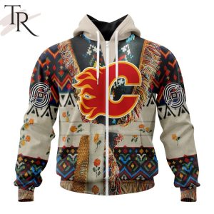 NHL Calgary Flames Special Native Costume Design Hoodie