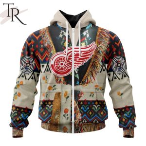 NHL Detroit Red Wings Special Native Costume Design Hoodie