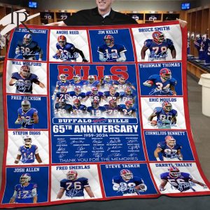 Buffalo Bills 65th Anniversary 1959 – 2024 Thank You For The Memories Fleece Blanket