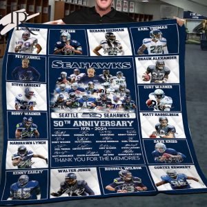 Seattle Seahawks 50th Anniversary 1974 – 2024 Thank You For The Memories Fleece Blanket