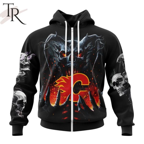 NHL Calgary Flames Special Skull Art Design Hoodie