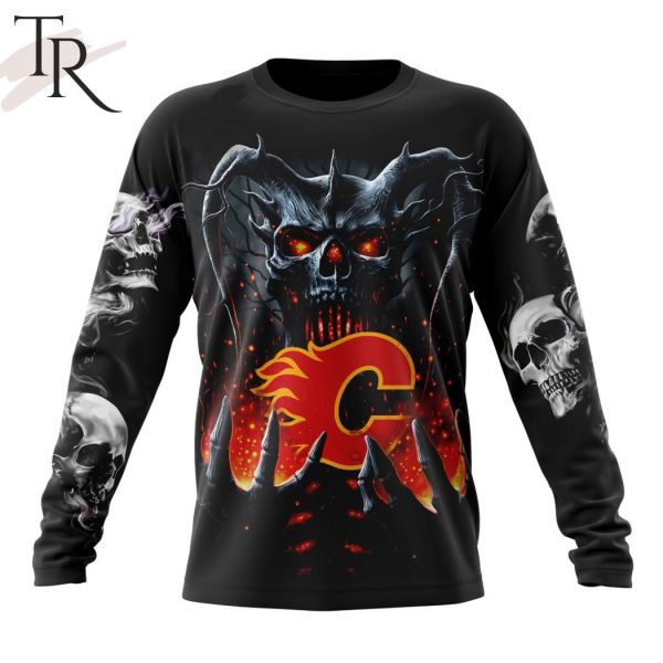 NHL Calgary Flames Special Skull Art Design Hoodie