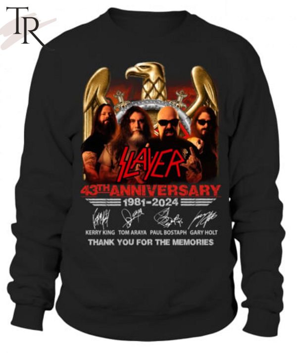 Slayer 43th Anniverasry 1981 – 2024 Thank You For The Memories T-Shirt