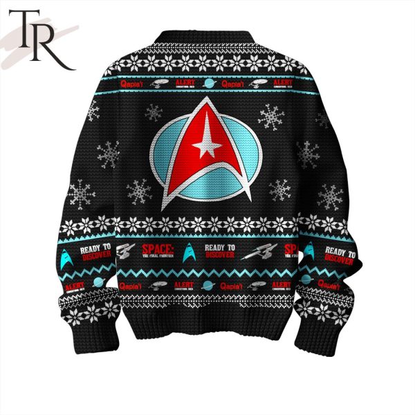 Trek The Halls Space The Final Frontier Ready To Discover Albert Condition Red Star Trek Ugly Sweater