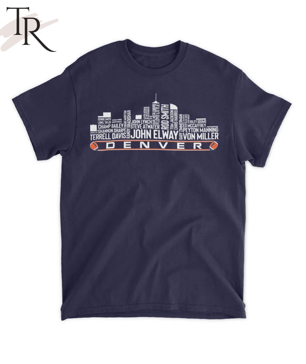 Denver Broncos Football Legends Denver City Skyline T-Shirt