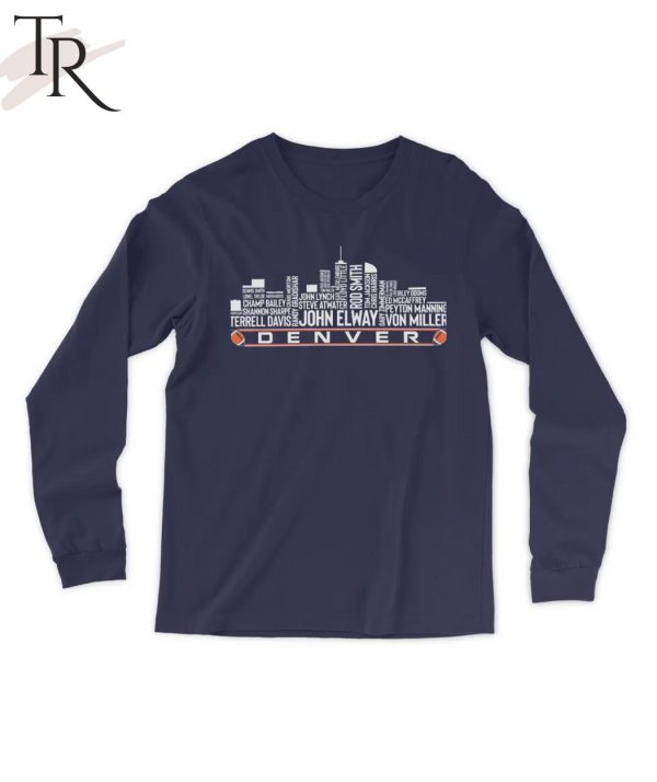 Denver Broncos Football Legends Denver City Skyline T-Shirt