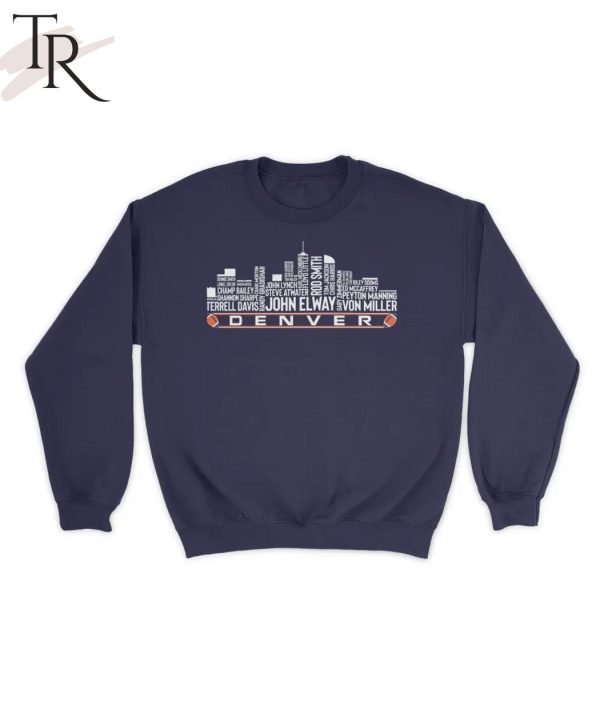 Denver Broncos Football Legends Denver City Skyline T-Shirt