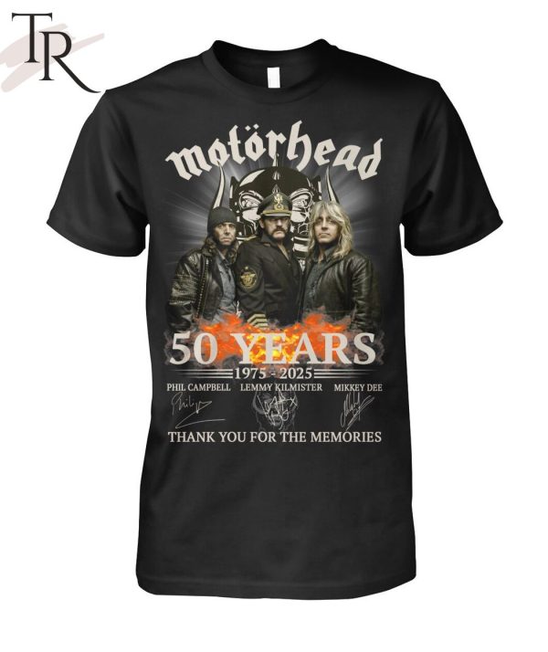 Motorhead 50 Years 1975 – 2025 Thank You For The Memories T-Shirt