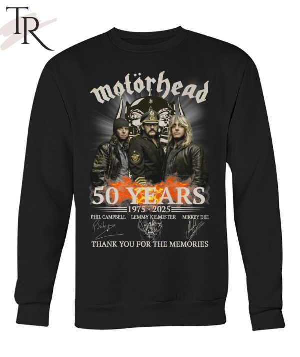 Motorhead 50 Years 1975 – 2025 Thank You For The Memories T-Shirt