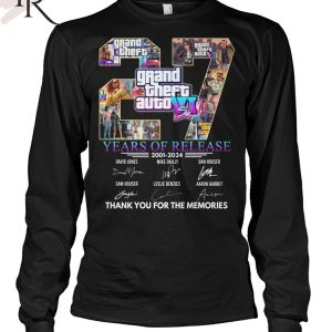 Grand Theft Auto VI 27 Years Of Release 2001 – 2024 Thank You For The Memories T-Shirt