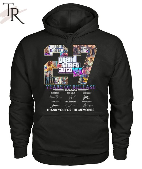 Grand Theft Auto VI 27 Years Of Release 2001 – 2024 Thank You For The Memories T-Shirt