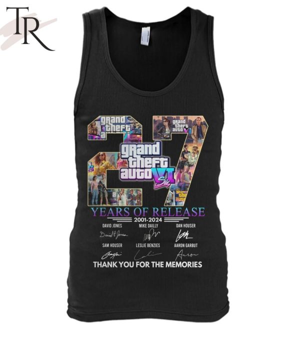 Grand Theft Auto VI 27 Years Of Release 2001 – 2024 Thank You For The Memories T-Shirt