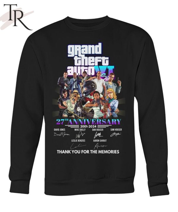 Grand Theft Auto VI 27th Anniversary 2001 – 2024 Thank You For The Memories T-Shirt