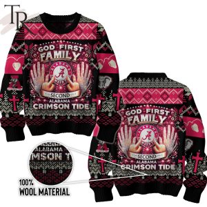 God First Family Second Alabama Crimson Tide Ugly Sweater