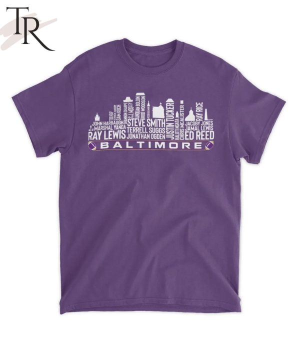 Baltimore Ravens Football Legend Baltimore City Skyline T-Shirt