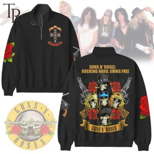 Guns N’ Roses Rocking Hard, Living Free Half Zip Sweatshirt
